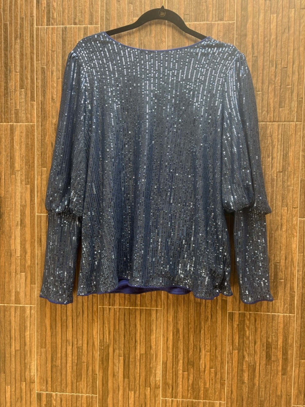 Sequin Long Sleeve Women's Top - Blue